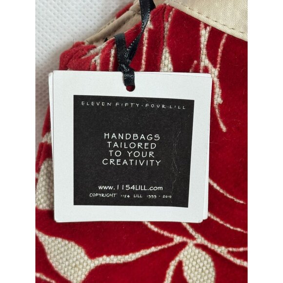 1154 Lill Studio Red & Beige Floral Chloe Handbag - Picture 6 of 9